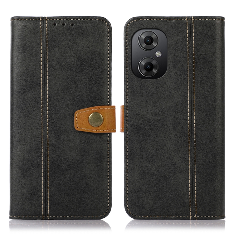 

For Xiaomi Poco M4 5G / M5 5G / 4G Stitching Thread Calf Texture Leather Phone Case(Black)