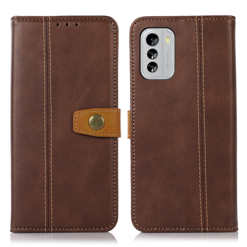 

For Nokia G60 5G Stitching Thread Calf Texture Leather Phone Case(Coffee)