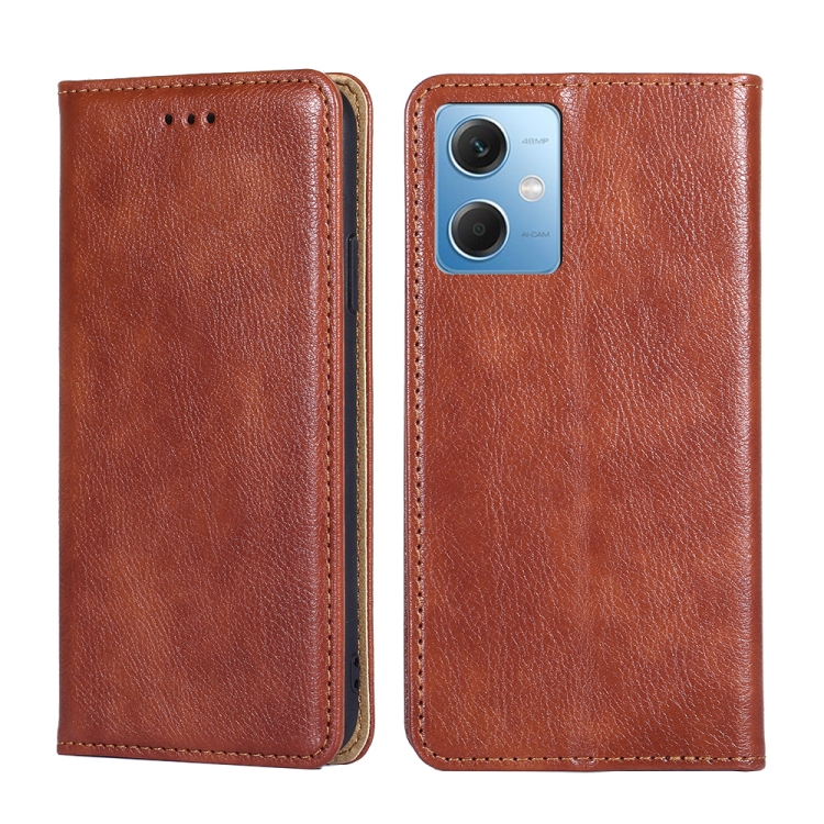 

For Xiaomi Redmi Note 12 Gloss Oil Solid Color Magnetic Leather Phone Case(Brown)