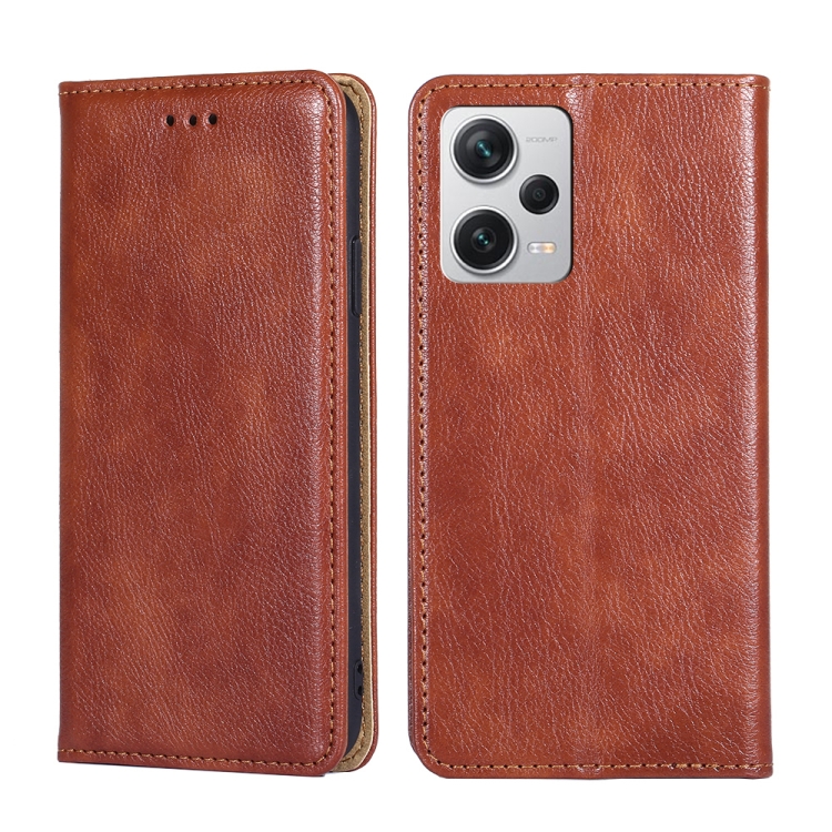 

For Xiaomi Redmi Note 12 Pro+ Gloss Oil Solid Color Magnetic Leather Phone Case(Brown)