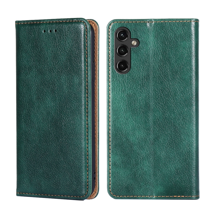 

For Samsung Galaxy A14 5G Gloss Oil Solid Color Magnetic Leather Phone Case(Green)