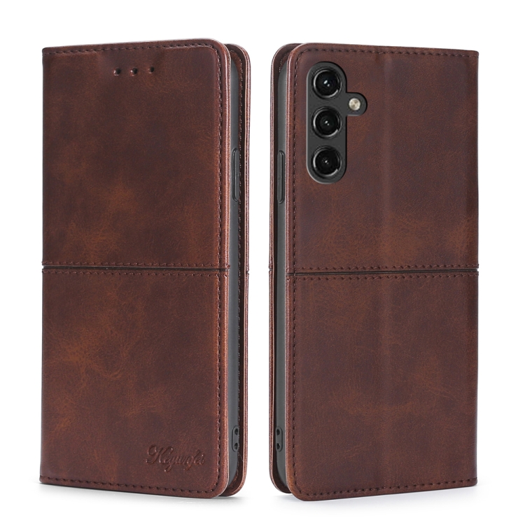 

For Samsung Galaxy A14 5G Cow Texture Magnetic Leather Phone Case(Dark Brown)