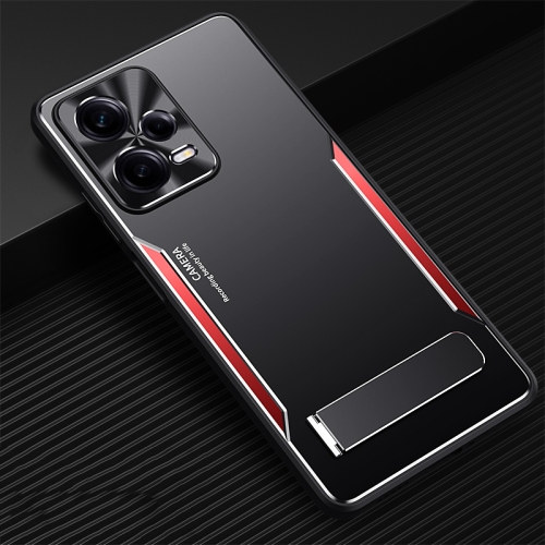 

For Xiaomi Redmi Note 12 Pro+ China Blade Series TPU + Titanium Alloy Phone Case with Holder(Black Red)