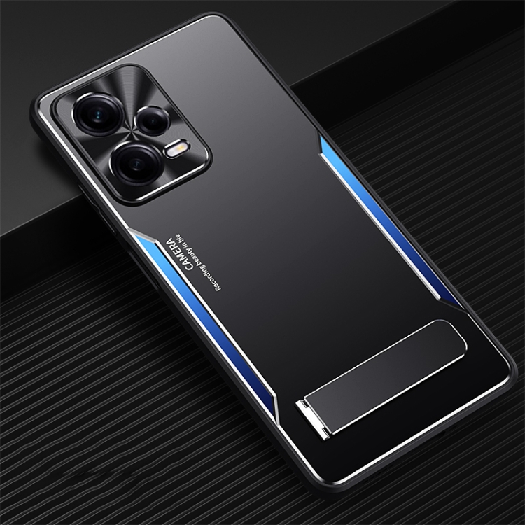 

For Xiaomi Redmi Note 12 Pro+ China Blade Series TPU + Titanium Alloy Phone Case with Holder(Black Blue)