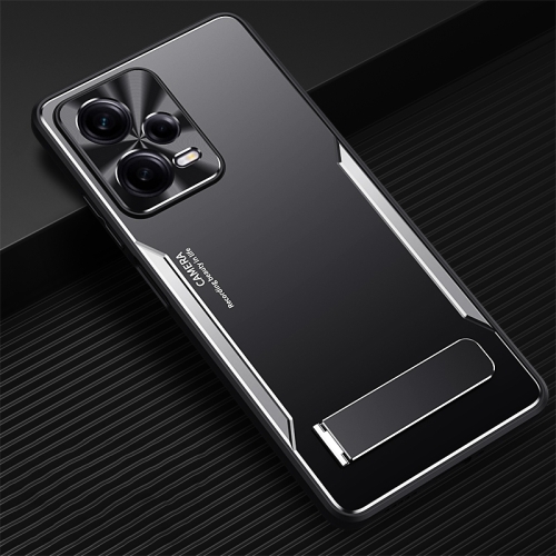 

For Xiaomi Redmi Note 12 Blade Series TPU + Titanium Alloy Phone Case with Holder(Black Silver)