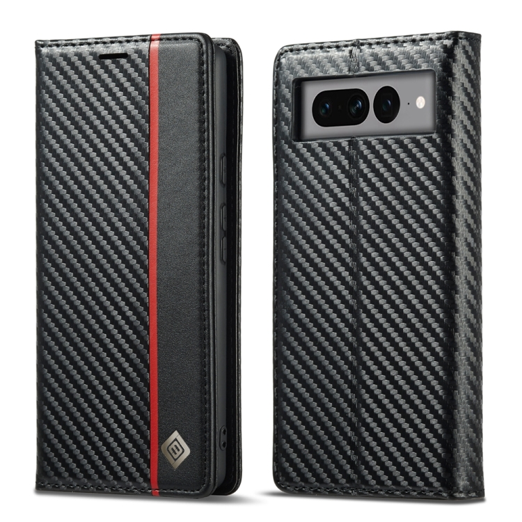 

For Google Pixel 7 Pro LC.IMEEKE Carbon Fiber PU + TPU Leather Case(Vertical Black)