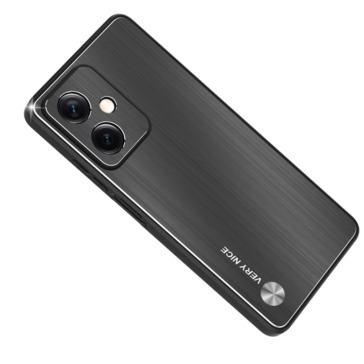 

For Xiaomi Redmi Note 12 Metal Brushed Texture Shockproof Phone Case(Black)