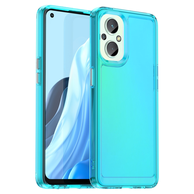 

For OPPO Reno7 Lite Candy Series TPU Phone Case(Transparent Blue)