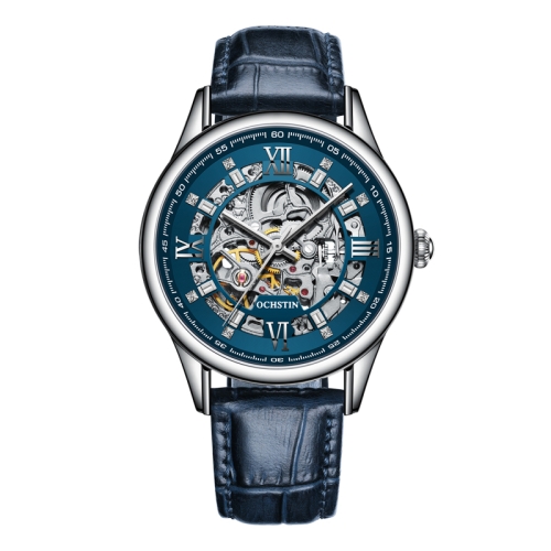 

OCHSTIN 6020D Masterpiece Hollow Mechanical Men Watch(Silver-Blue)