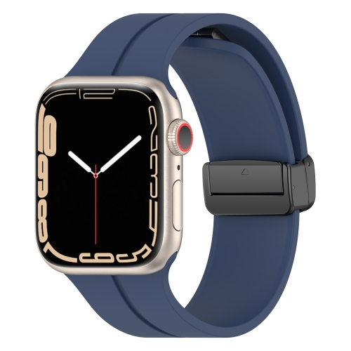 

Solid Color Magnetic Buckle Silicone Watch Band For Apple Watch Series 8&7 41mm / SE 2&6&SE&5&4 40mm / 3&2&1 38mm(Midnight Blue)