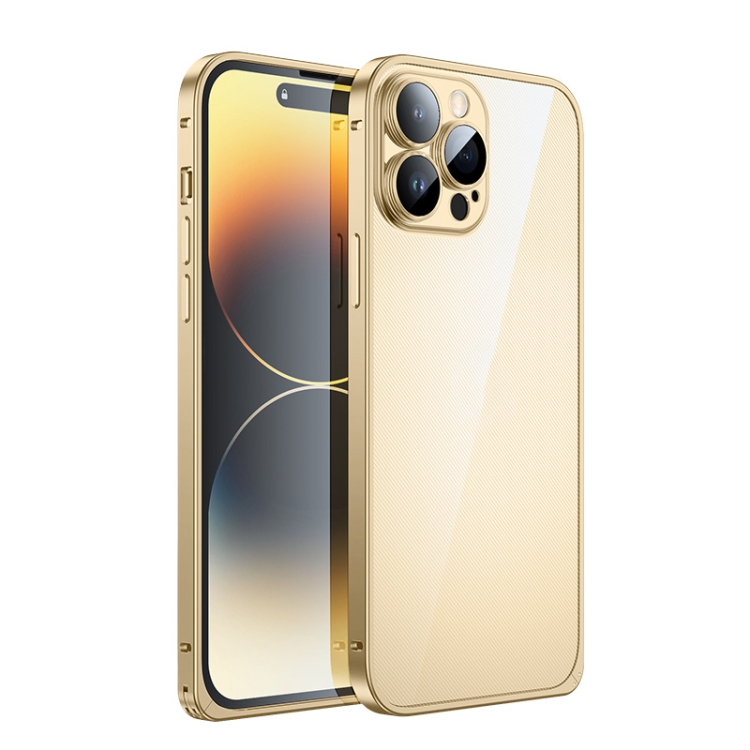 

For iPhone 14 Pro Max 3D Twill Texture Phone Case(Gold)
