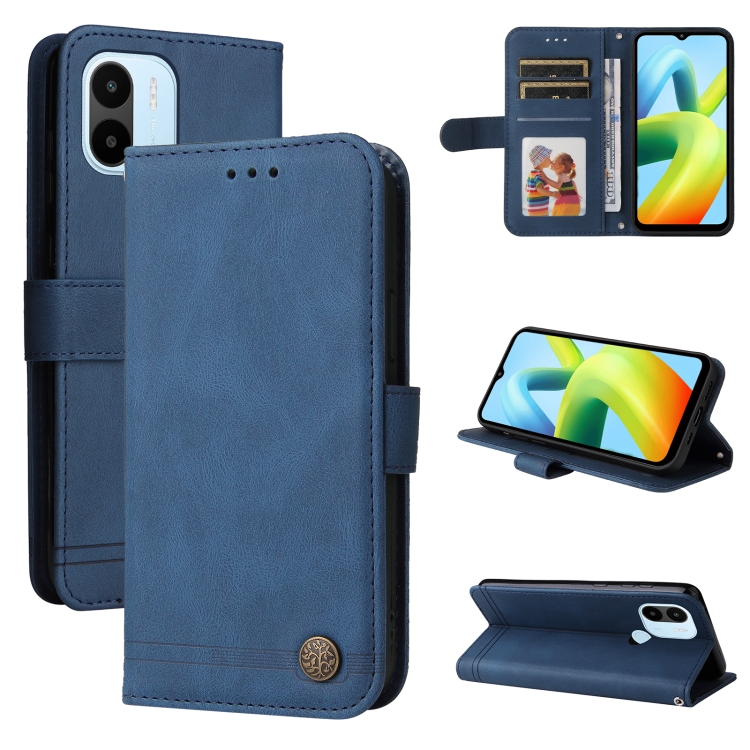 

For Xiaomi Redmi A1+ Skin Feel Life Tree Metal Button Leather Phone Case(Blue)