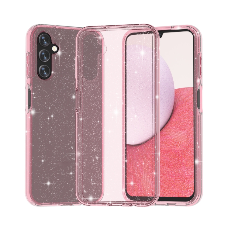 

For Samsung Galaxy A14 5G / 4G Shockproof Terminator Style Glitter Powder Phone Case(Shiny Pink)