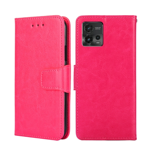 

For Motorola Moto G72 4G Crystal Texture Horizontal Flip Leather Phone Case(Rose Red)