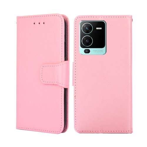 

For vivo V25 Pro 5G Crystal Texture Horizontal Flip Leather Phone Case(Pink)