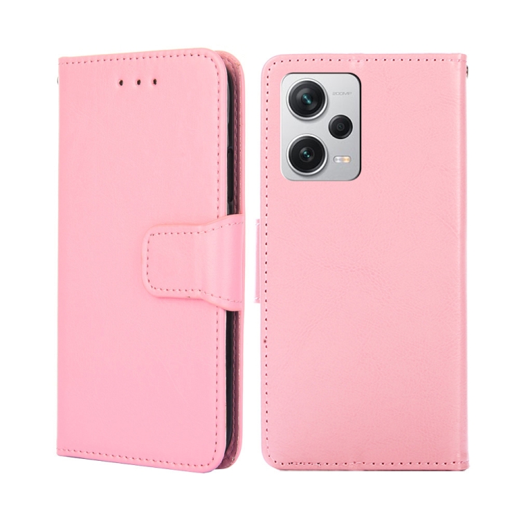 

For Xiaomi Redmi Note 12 Pro+ Crystal Texture Horizontal Flip Leather Phone Case(Pink)