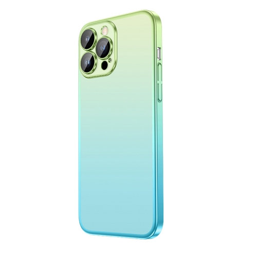 

For iPhone 14 Pro Max Frosted Electroplated Gradient Phone Case(Cyan Green)