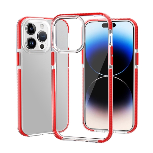 

For iPhone 14 Pro Two-color Shockproof High Transparency TPU Phone Case(Red)