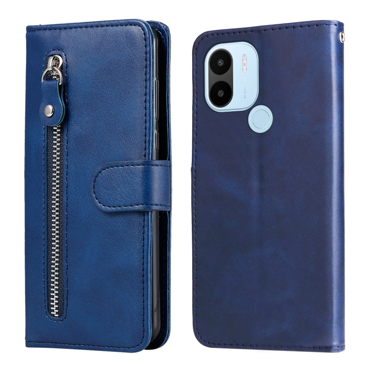 

For Xiaomi Redmi A1+ Calf Texture Zipper Leather Phone Case(Blue)