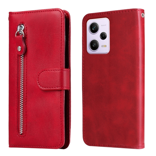 

For Xiaomi Redmi Note 12 Pro+ 5G Calf Texture Zipper Leather Phone Case(Red)