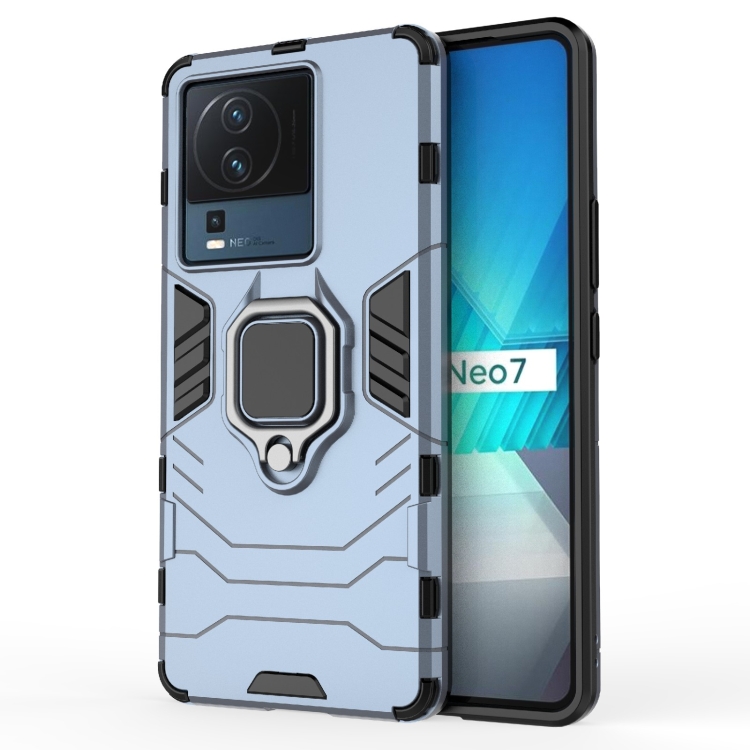 

For vivo iQOO Neo7 PC + TPU Shockproof Protective Phone Case with Magnetic Ring Holder(Navy Blue)