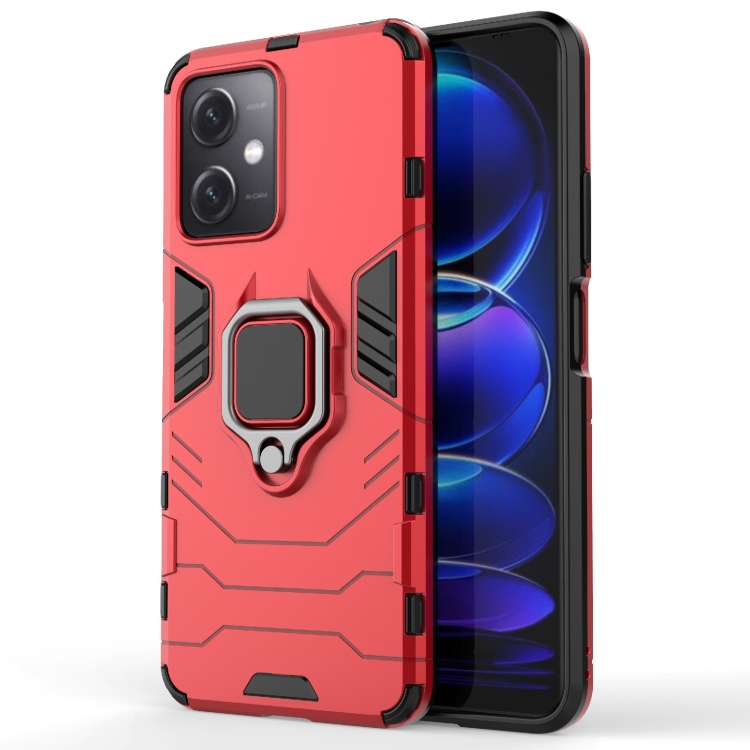 

For Xiaomi Redmi Note 12 China PC + TPU Shockproof Protective Phone Case with Magnetic Ring Holder(Red)