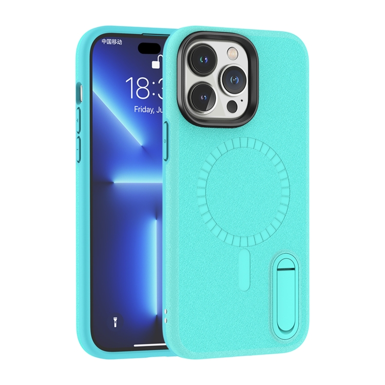 

For iPhone 14 Pro Max Terminator Shockproof Phone Case with Holder(Mint Green)