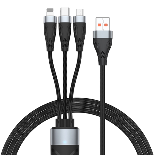 

ADC-008 66W USB to USB-C/Type-C + 8 Pin + Micro USB 3 in 1 Fully Compatible Fast Charge Data Cable, Length:1.2m