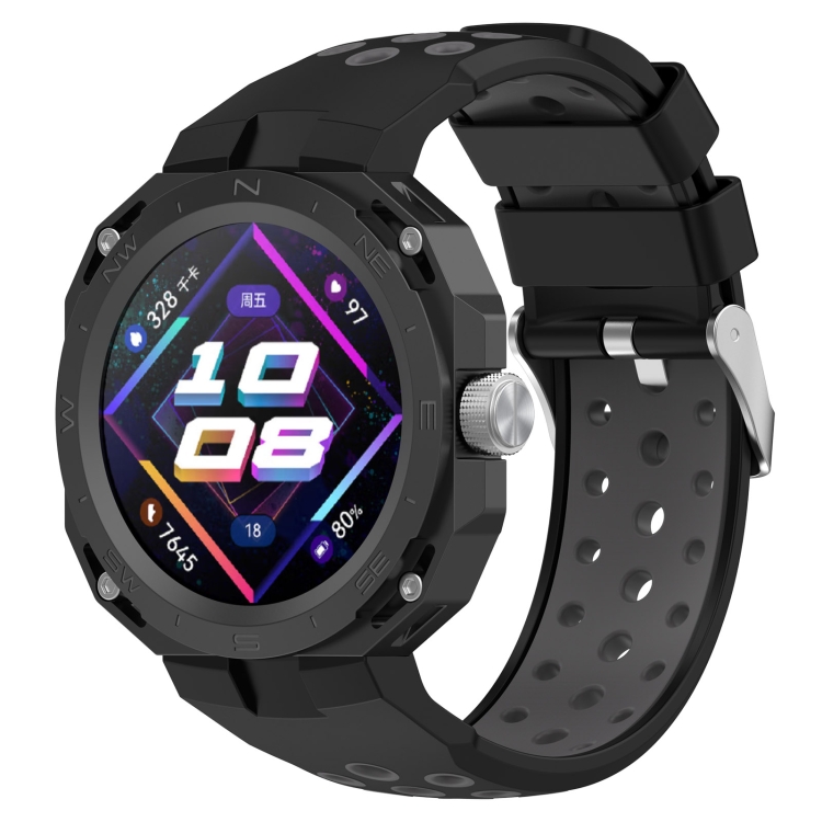 

For Huawei Watch GT Cyber Two-color Silicone Watch Band(Black Grey)