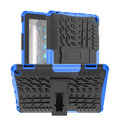 

For Amazon Kindle Fire HD 8 2022 Tire Texture TPU + PC Tablet Case with Holder(Blue)