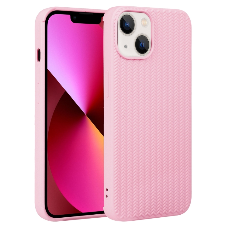 

For iPhone 13 Weave Texture Silicone Phone Case(Pink)