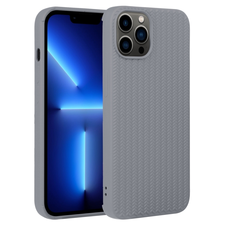 

For iPhone 13 Pro Weave Texture Silicone Phone Case(Grey)
