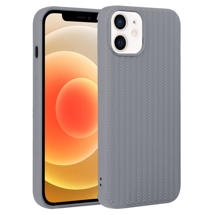 

For iPhone 12 Weave Texture Silicone Phone Case(Grey)