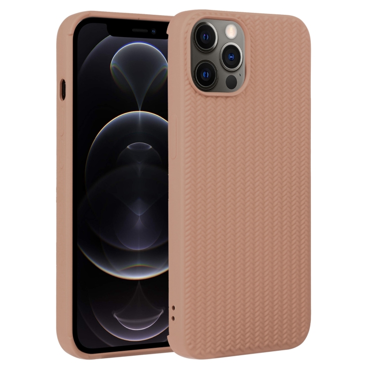 

For iPhone 12 Pro Weave Texture Silicone Phone Case(Brown)