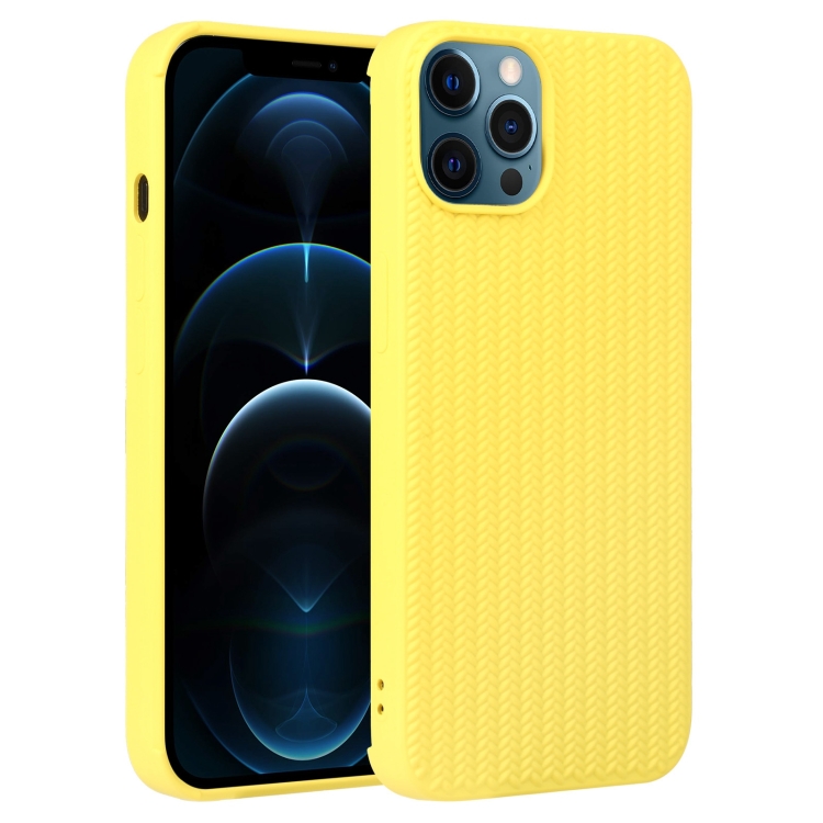

For iPhone 12 Pro Max Weave Texture Silicone Phone Case(Yellow)