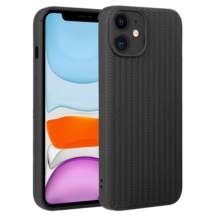 

For iPhone 11 Weave Texture Silicone Phone Case(Black)