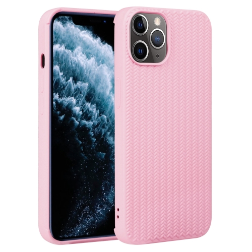 

For iPhone 11 Pro Max Weave Texture Silicone Phone Case(Pink)