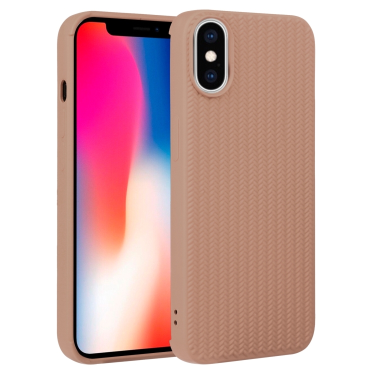 

For iPhone X / XS Weave Texture Silicone Phone Case(Brown)