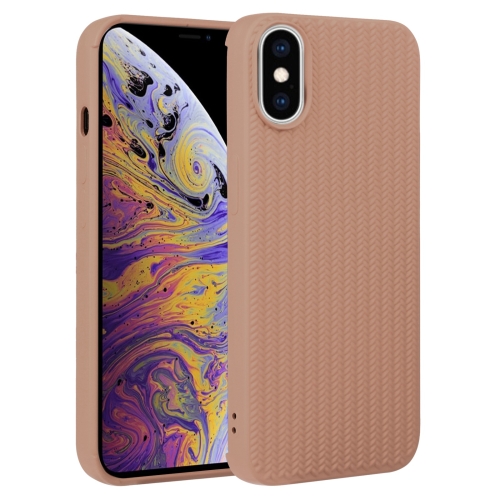 

For iPhone XS Max Weave Texture Silicone Phone Case(Brown)