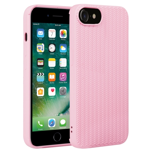 

For iPhone SE 2022 / SE 2020 / 7 / 8 Weave Texture Silicone Phone Case(Pink)
