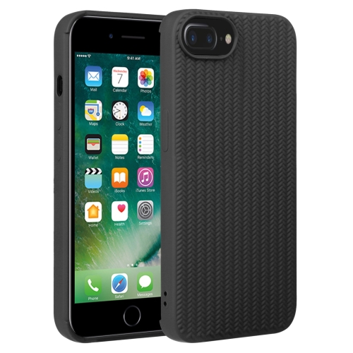 

For iPhone 7 Plus / 8 Plus Weave Texture Silicone Phone Case(Black)