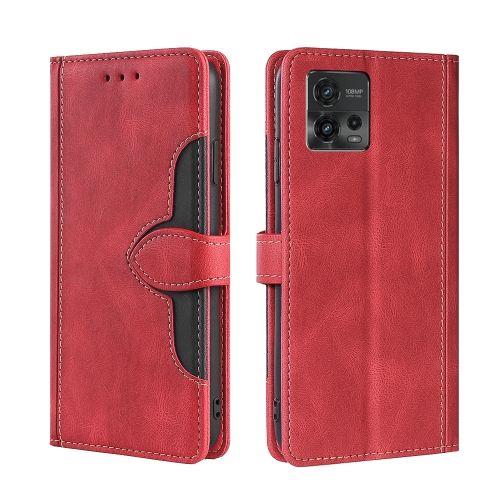 

For Motorola Moto G72 4G Skin Feel Magnetic Buckle Leather Phone Case(Red)