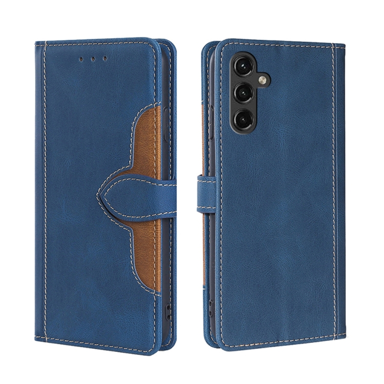 

For Samsung Galaxy A14 5G Skin Feel Magnetic Buckle Leather Phone Case(Blue)