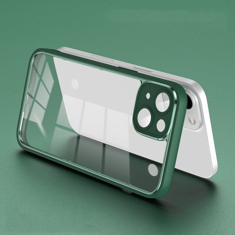

For iPhone 14 Electroplated PC Transparent Phone Case(Green)