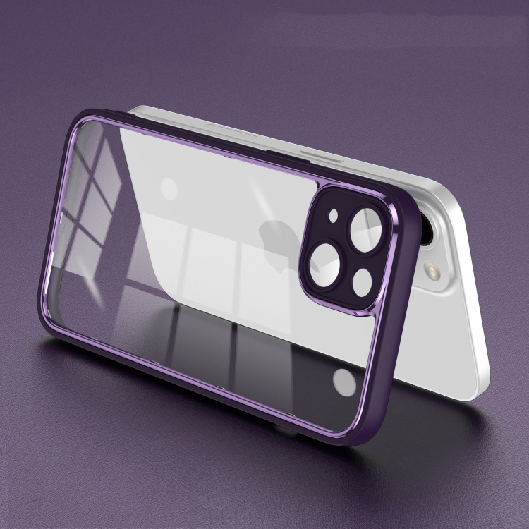 

For iPhone 14 Plus Electroplated PC Transparent Phone Case(Purple)