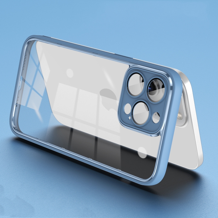 

For iPhone 13 Pro Electroplated PC Transparent Phone Case(Blue)