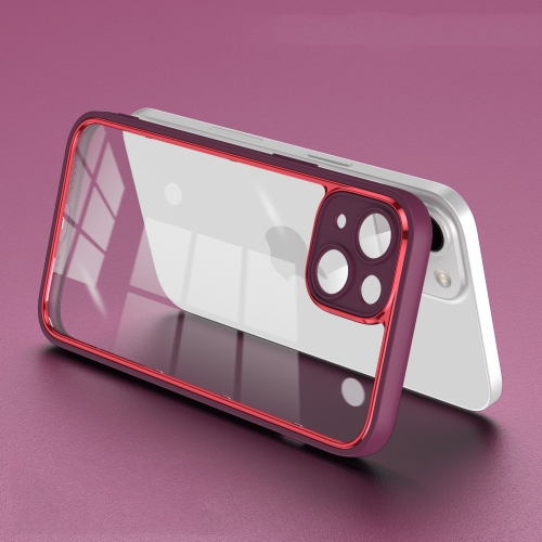 

For iPhone 13 Electroplated PC Transparent Phone Case(Red)