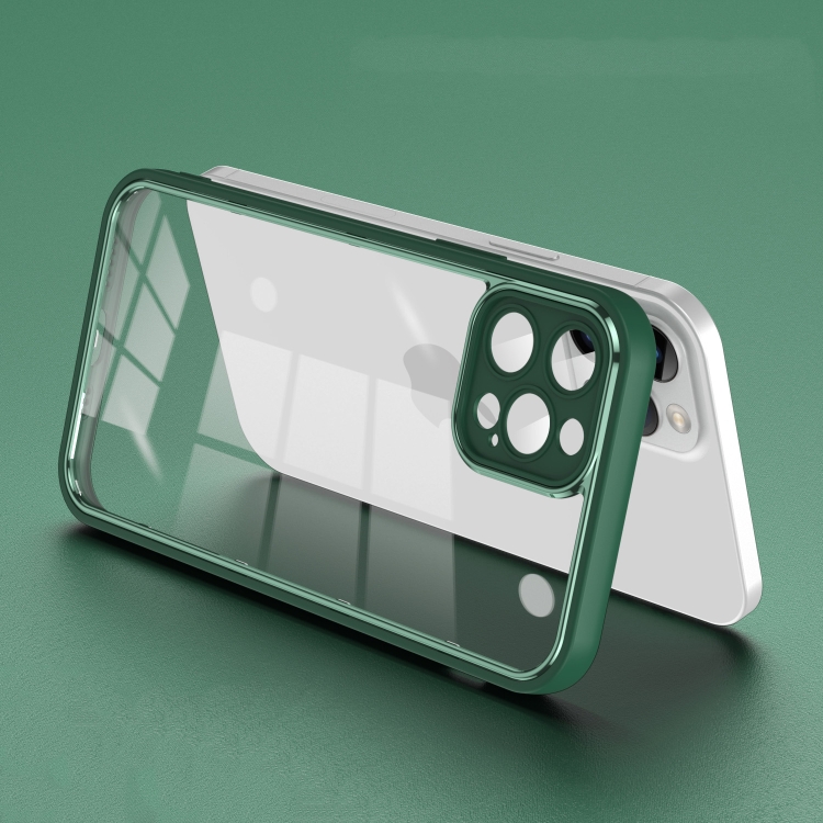 

For iPhone 12 Pro Electroplated PC Transparent Phone Case(Green)
