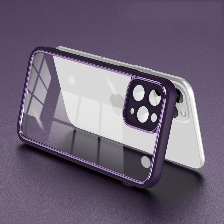 

For iPhone 11 Pro Max Electroplated PC Transparent Phone Case(Purple)