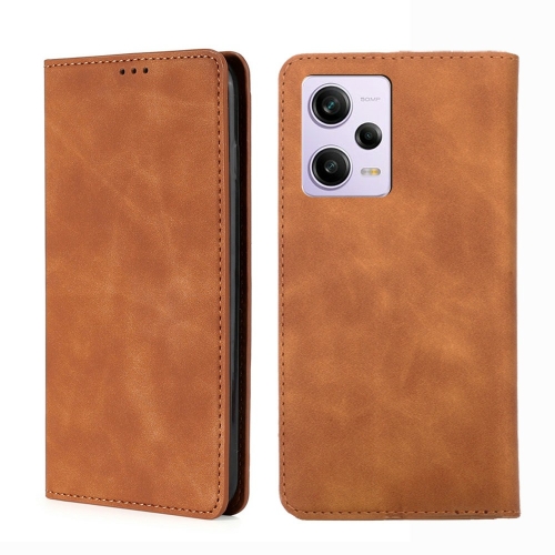 

For Xiaomi Redmi Note 12 Pro China Skin Feel Magnetic Horizontal Flip Leather Phone Case(Light Brown)
